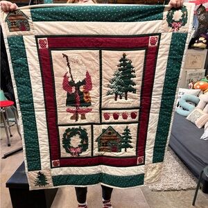 Festive Santa and Tree Holiday Quilt Hanging